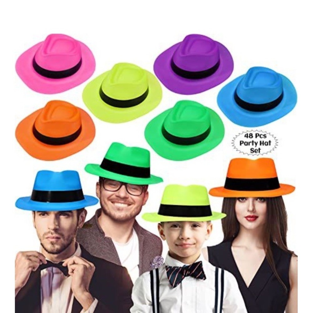 (20)45Pieces Neon  Hats - Bright Dress Hats for Birthday Photo Booth Party
